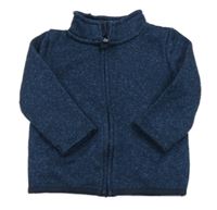 Tmavomodrá melírovaná pletená propínací mikina C&A