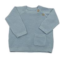 Světlemodrý žebrovaný svetr s kapsou George
