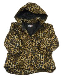 Béžovo-hnědo-černá vzorovaná šusťáková zimní parka s odepínací kapucí check me