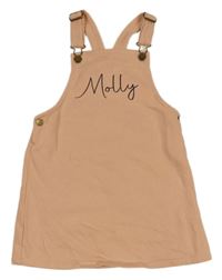 Broskvové teplákové šaty s nápisem 