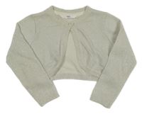 Světlešedo-stříbrné melírované propínací svetrové bolérko M&S