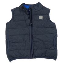 Tmavomodrá melírovaná kostkovaná prošívaná šusťáková zateplená vesta S. Oliver