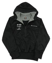 Černá sportovní mikina s nápisy a kapsou a kapucí JARTAZI