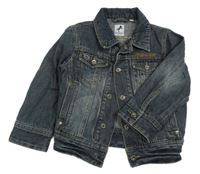 Tmavomodrá riflová bunda s nápisy a límečkem C&A