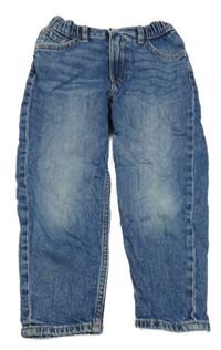 Modré šisované loose fit waist tapered leg rifle H&M