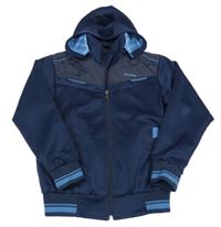 Tmavomodrá propínací thermo bundomikina s odepínací kapucí