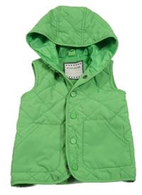 Zelená prošívaná šusťáková zateplená vesta s kapucí Topomini