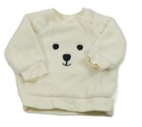 Smetanová plyšová propínací mikina s medvídkem H&M