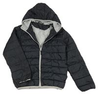 Černá prošívaná šusťáková přechodová bunda s kapucí Y.F.K.