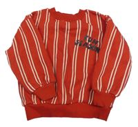 Červeno-bílá pruhovaná oversize mikina s nápisy H&M