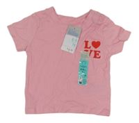 Nové - růžové tričko s nápisem a srdíčkem PRIMARK