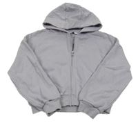 Světlefialovošedá oversize crop propínací mikina s kapucí everyday