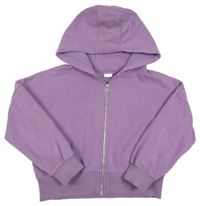 Fialová propínací oversize crop mikina s kapucí Next