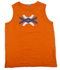 Tmavooranžové tílko s logem Benetton