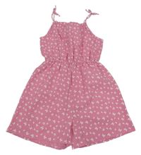 Růžový krepový letní overal s motýlky PRIMARK