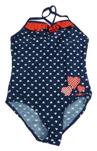 Tmavomodré srdíčkované jednodílné plavky Playshoes 