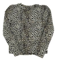 Smetanovo-černo-béžové vzorované crop triko KIDS