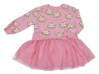 Růžové teplákovo/tylové šaty s Kitty H&M