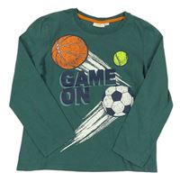 Zelené triko s míči a nápisy Kids 