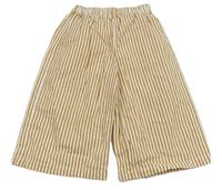 Bílo-hnědé pruhované lehké culottes kalhoty Tu