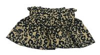 Hnědo-černá sukně s leopardím vzorem a mašlí Shein