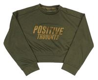 Khaki crop mikina s nápisem Zara