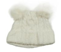 Smetanová pletená čepice s bambulemi zn. F&F