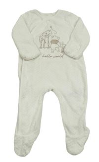 Bílý vzorovaný sametový overal s Púem a Prasátkem Disney