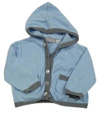 Světlemodrý propínací svetr s kapucí Boboli