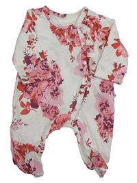 Bílý květovaný overal s volánem Shein