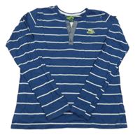 Tmavomodro-bílé pruhované triko s knoflíky Pepperts