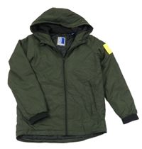 Khaki šusťáková zateplená bunda s kapucí Jack & Jones