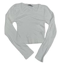 Bílé žebrované crop triko New Look