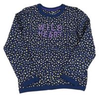 Tmavomodrá vzorovaná mikina s nápisem