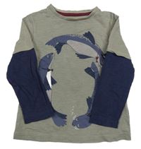 Šedo-tmavomodré triko s tuleni Tu