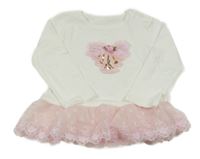 Bílé triko se srdcem z tylu a flitrů