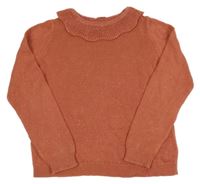 Cihlový třpytivý svetr s límečkem Vertbaudet