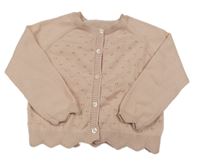 Starorůžový perforovaný propínací svetr