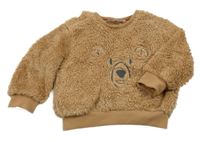 Hnědá chlupatá mikina s medvědem Ergee