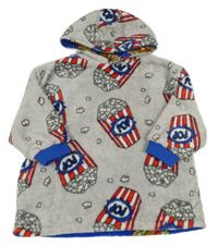 Šedá chlupatá oversize oboustranná mikina s popcornem a kapucí Primark