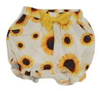 Smetanové květované kraťasy s mašlí