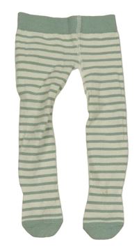 Smetanovo-zelené pruhované punčocháče