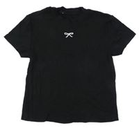 Černé crop tričko s mašlí