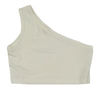 Smetanový žebrovaný crop top