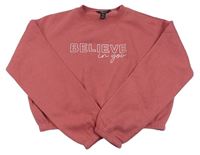 Starorůžová crop mikina s nápisem New Look