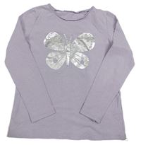 Lila triko s motýlem H&M