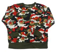Šedo-khaki-červená army mikina se soby Next