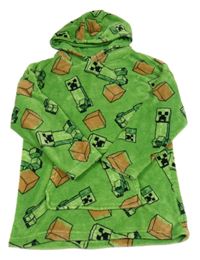 Zelená plyšová domácí oversize mikina s Minecraft a kapucí George