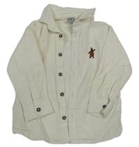 Bílá manšestrová košile s výšivkou Tu