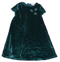 Tmavozelené sametové šaty s hvězdičkami Topolino